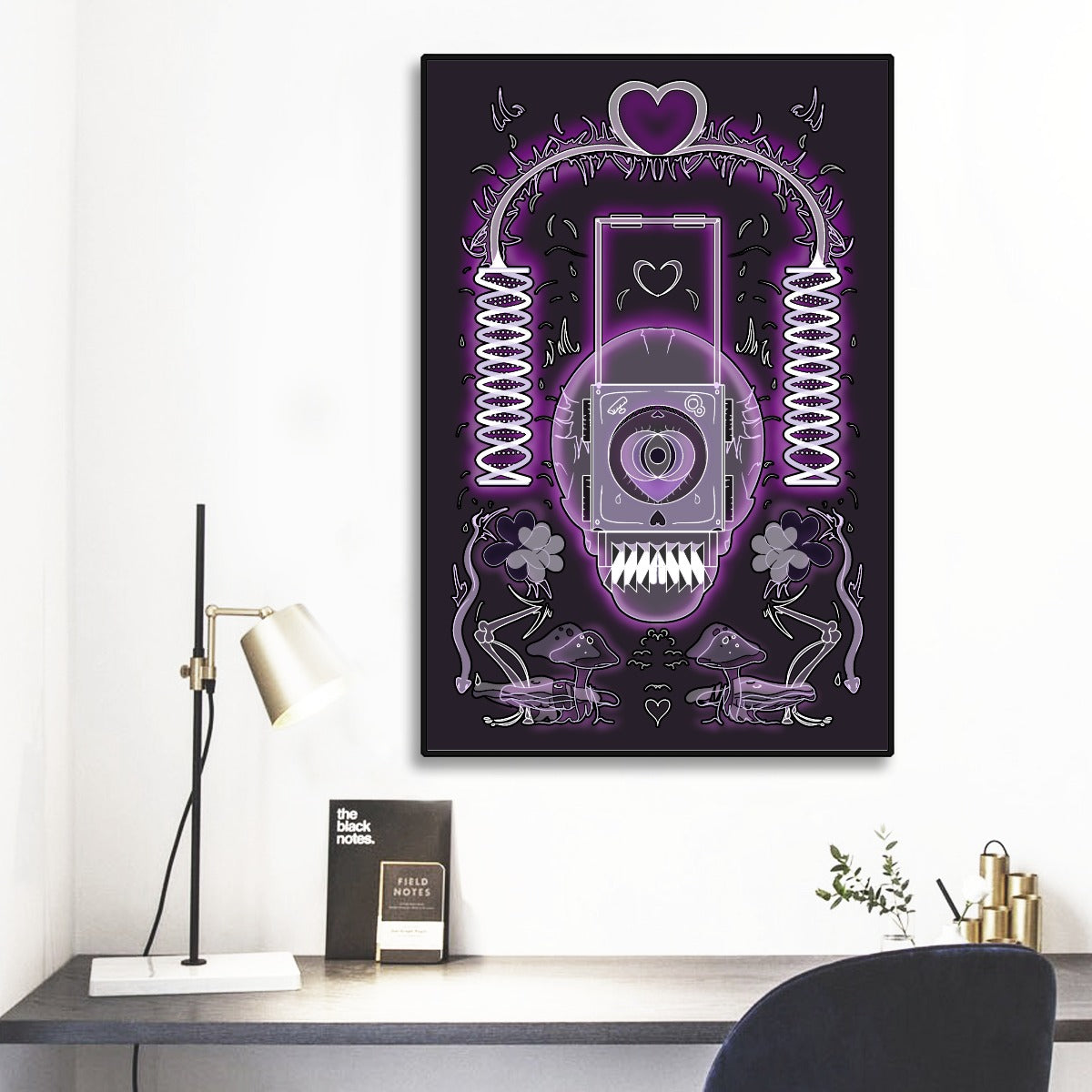 Skull Garden Black Frame Mural