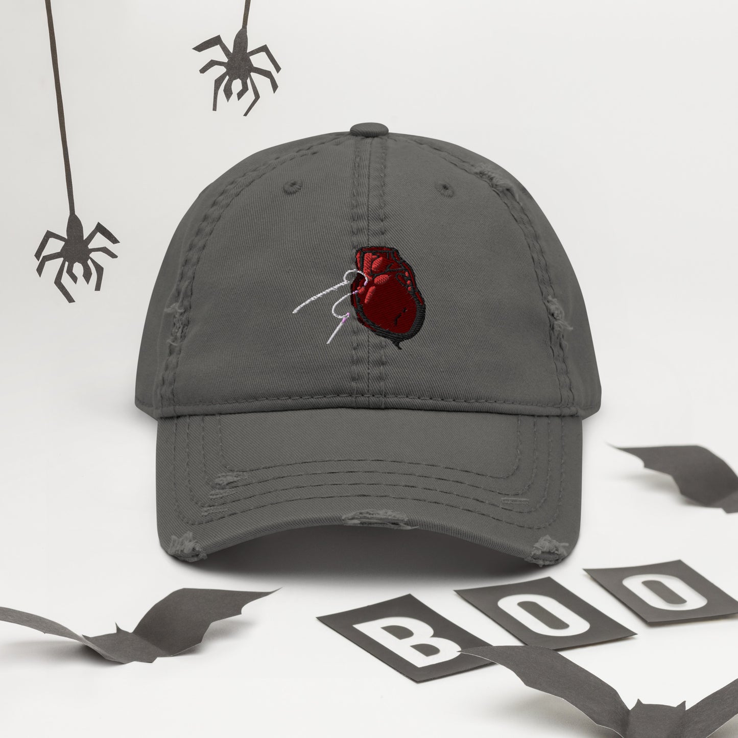 Heart Patch Embroidered Distressed Dad Hat