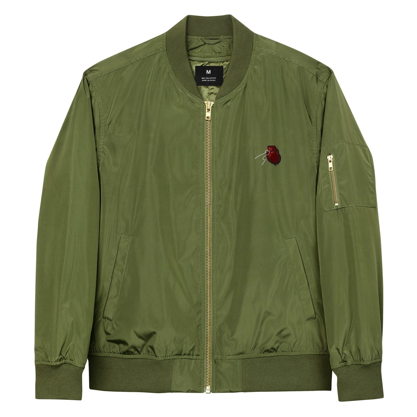Heart Patch Embroidered Premium Recycled Bomber Jacket