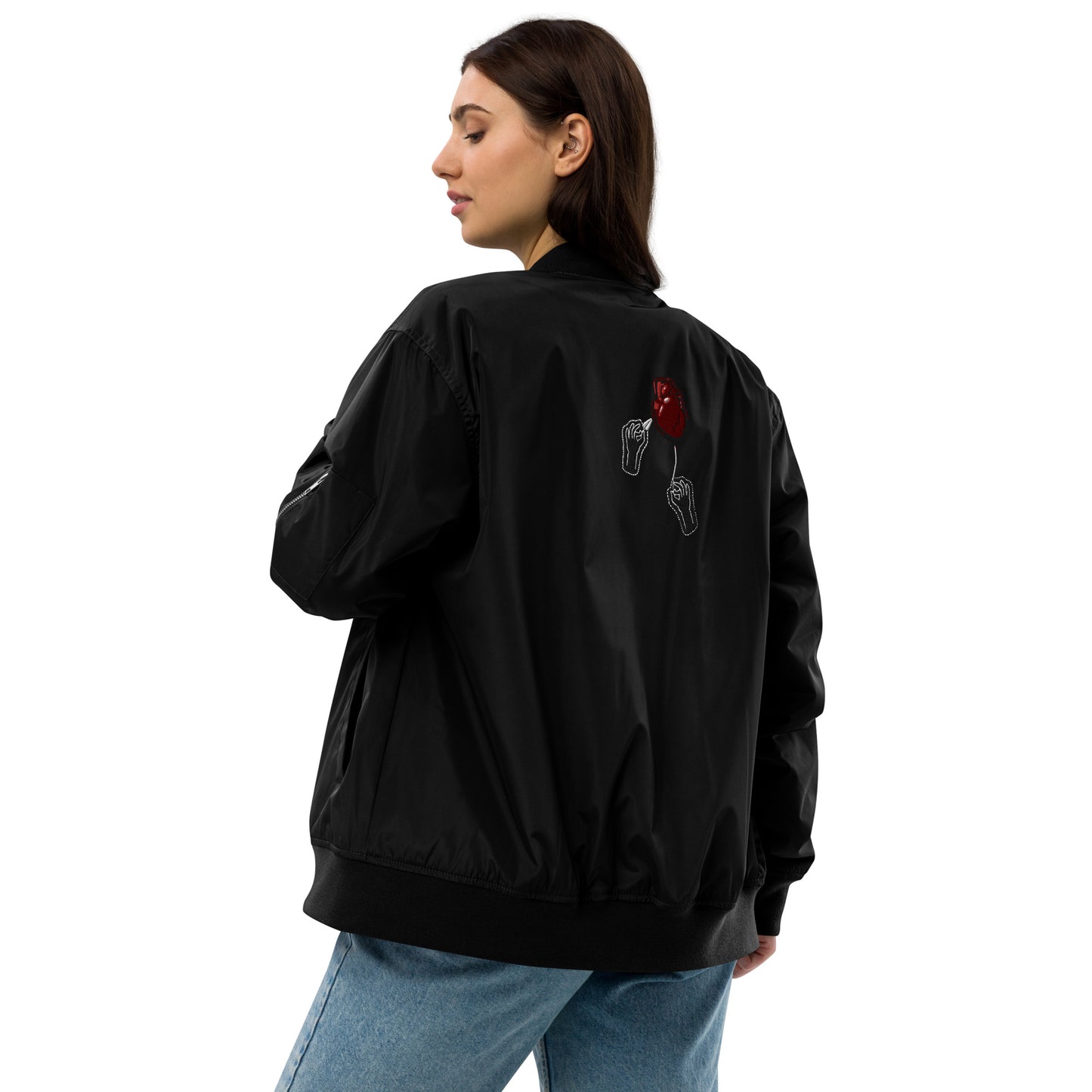Heart Patch Embroidered Premium Recycled Bomber Jacket