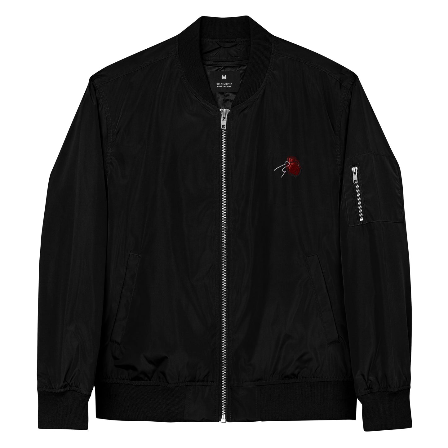 Heart Patch Embroidered Premium Recycled Bomber Jacket