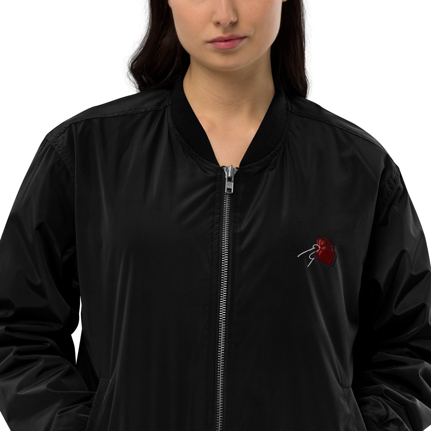 Heart Patch Embroidered Premium Recycled Bomber Jacket