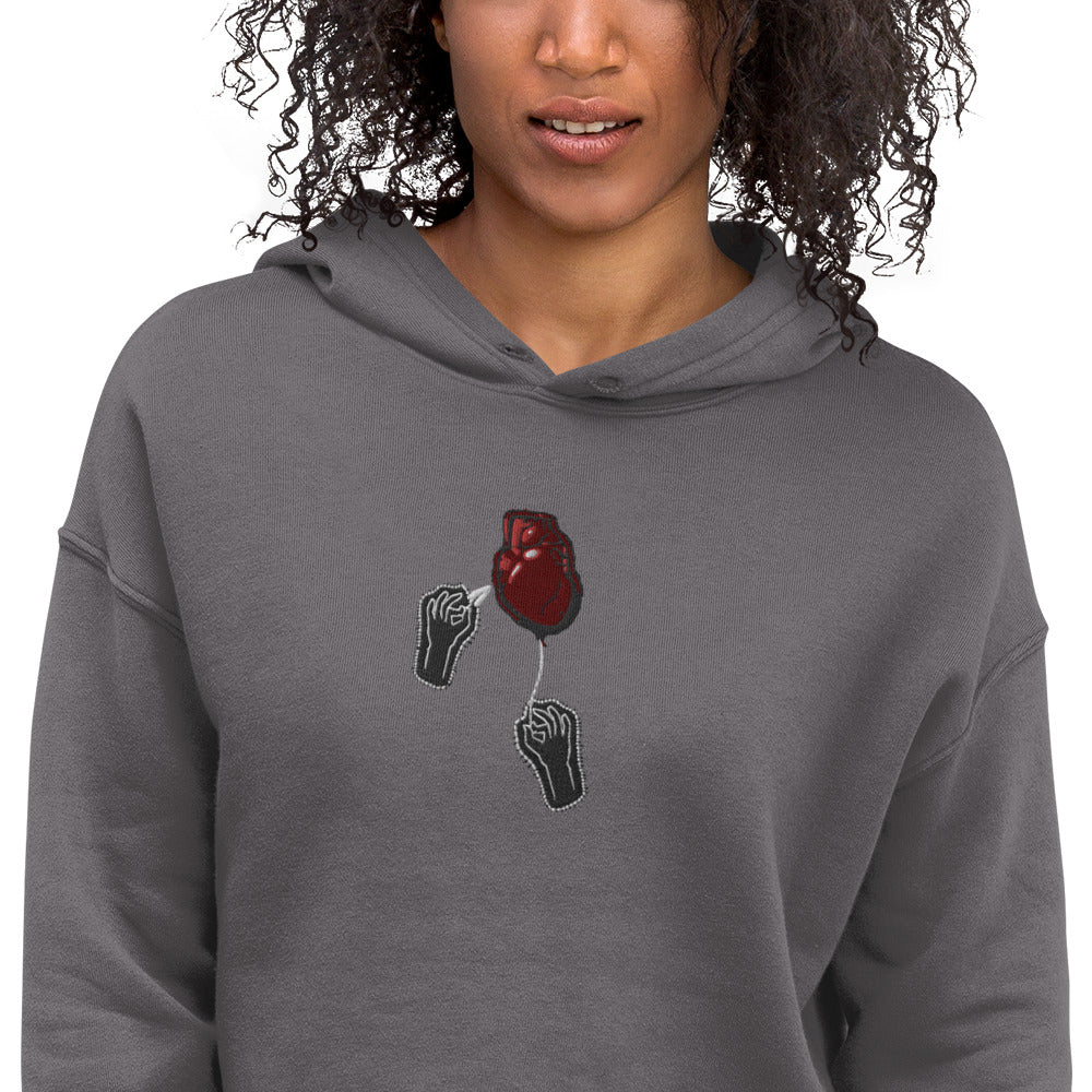 Heart Patch Women’s Embroidered Crop Hoodie