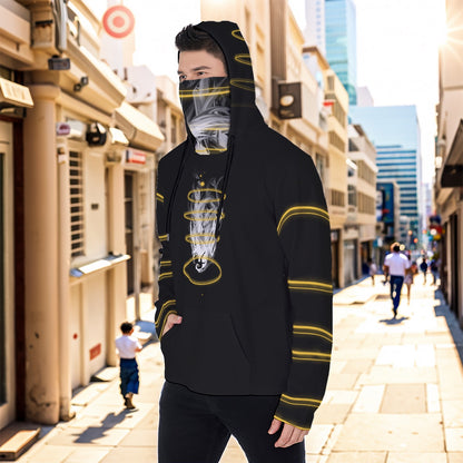 Falling in Succession Men's Masked Hoodie