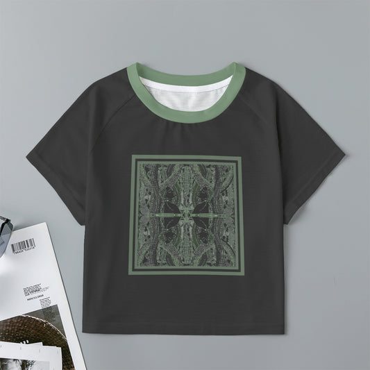 Eco-friendly Giger Bites Never Heal Women's cropped Raglan T-shirt With Short Sleeve