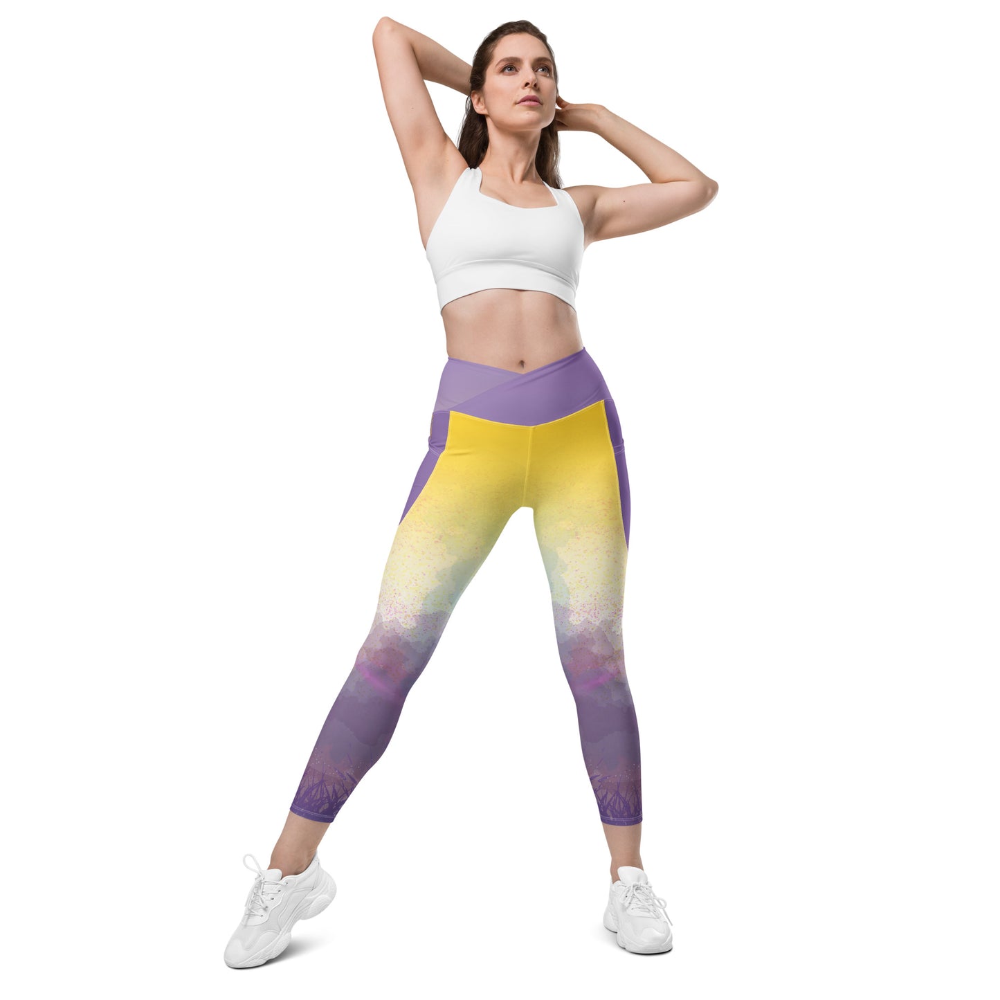 A Cool Mist Crossover Leggings with Pockets