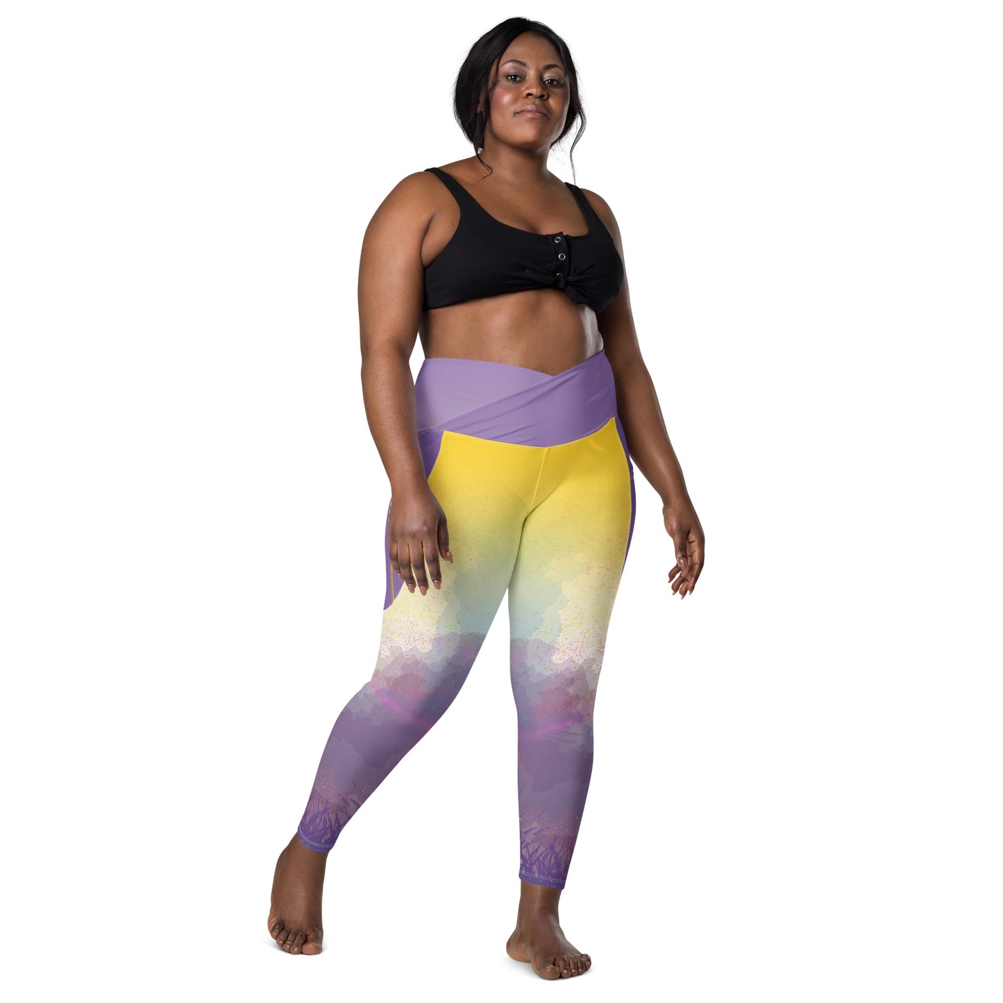 A Cool Mist Crossover Leggings with Pockets