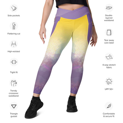 A Cool Mist Crossover Leggings with Pockets