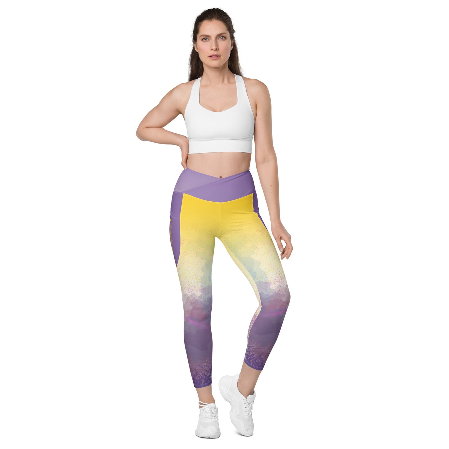 A Cool Mist Crossover Leggings with Pockets