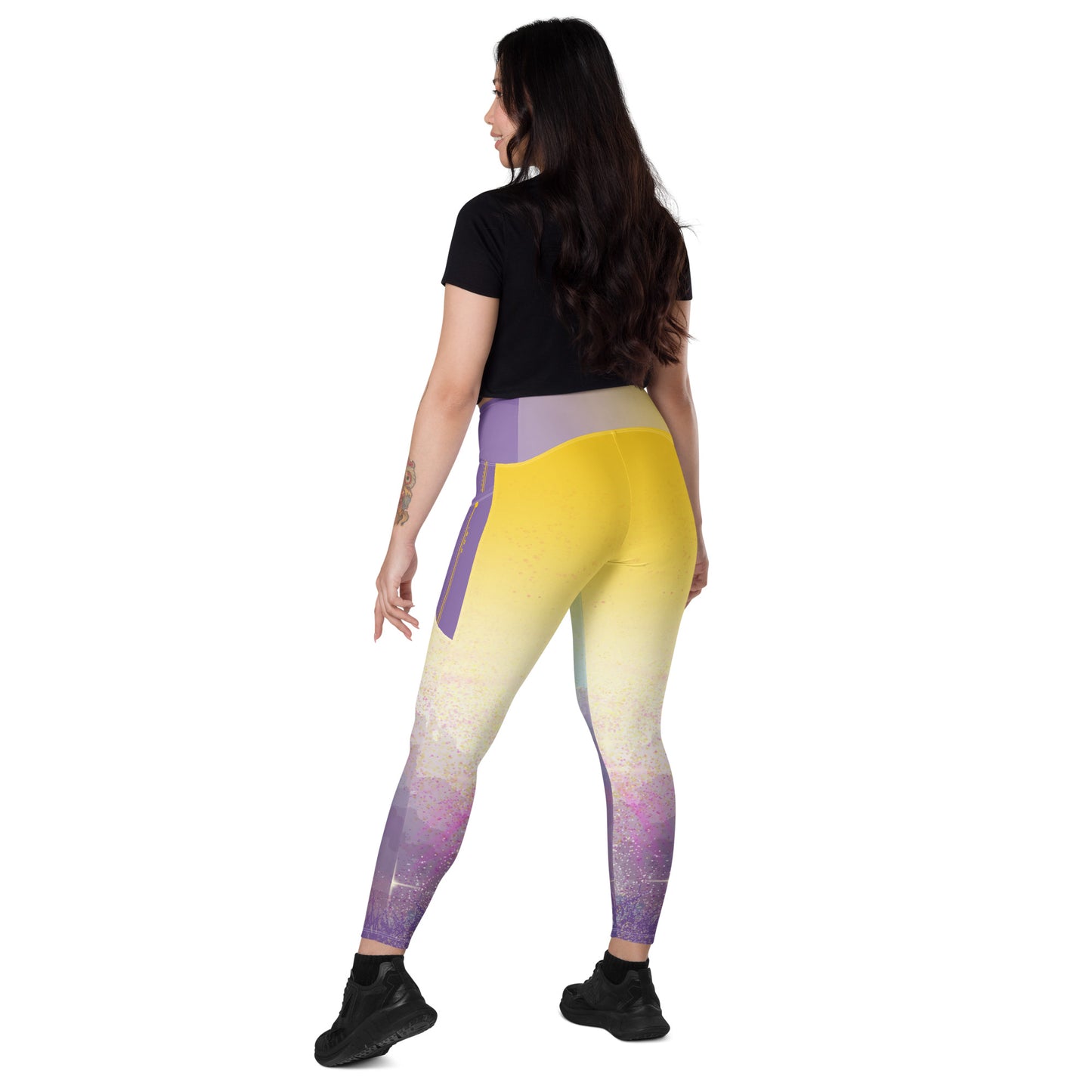 A Cool Mist Crossover Leggings with Pockets