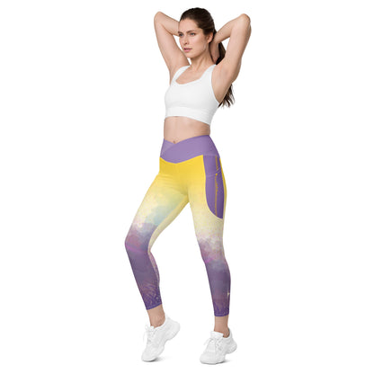 A Cool Mist Crossover Leggings with Pockets