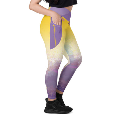 A Cool Mist Crossover Leggings with Pockets