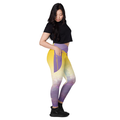 A Cool Mist Crossover Leggings with Pockets