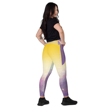 A Cool Mist Crossover Leggings with Pockets