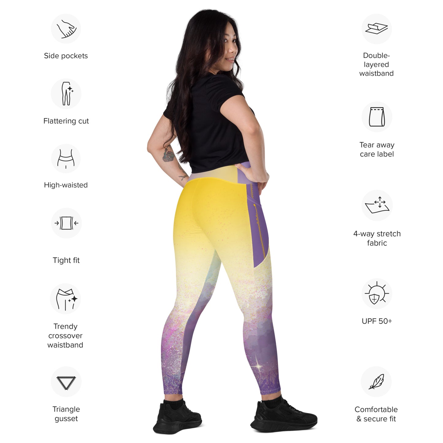 A Cool Mist Crossover Leggings with Pockets