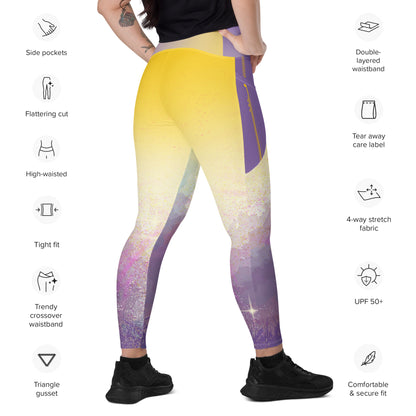 A Cool Mist Crossover Leggings with Pockets