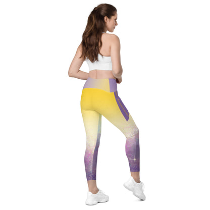 A Cool Mist Crossover Leggings with Pockets