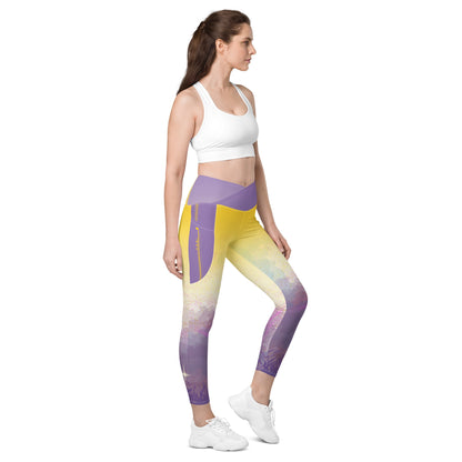 A Cool Mist Crossover Leggings with Pockets