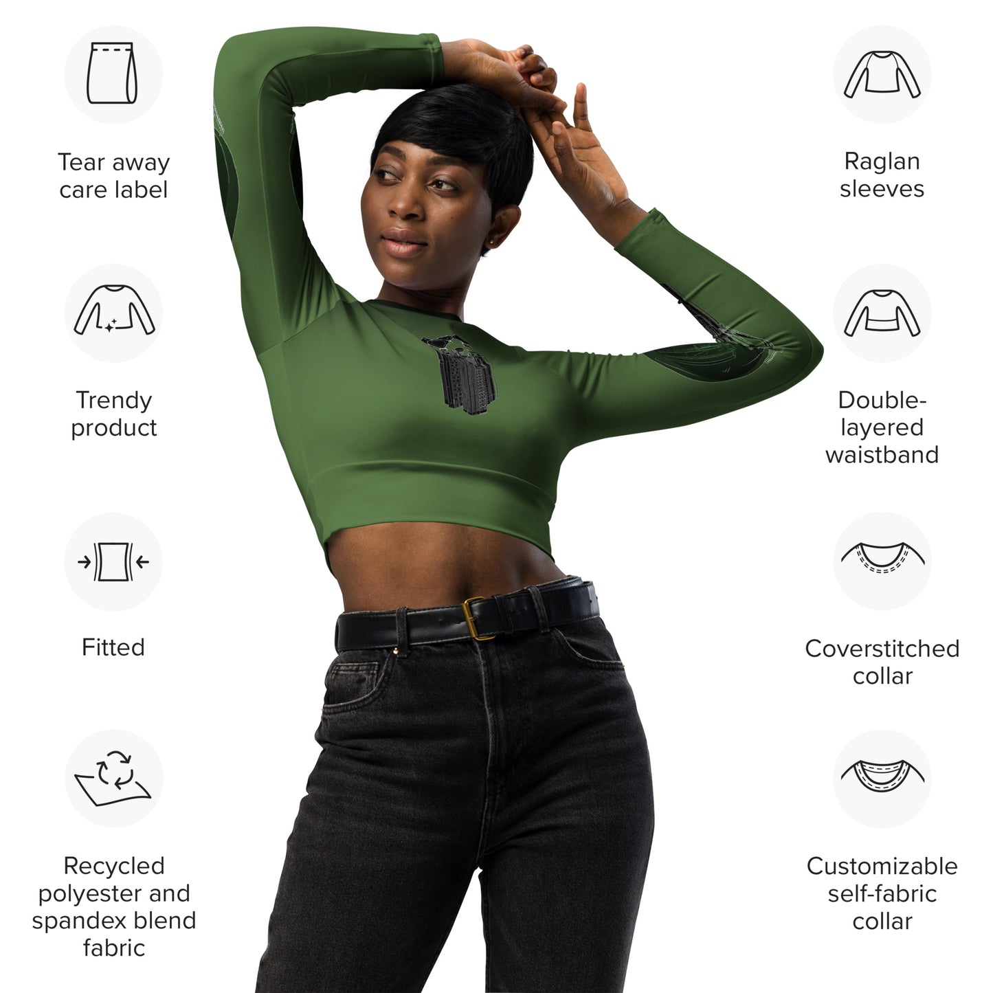 Hot Air Pollution Recycled long-sleeve crop top