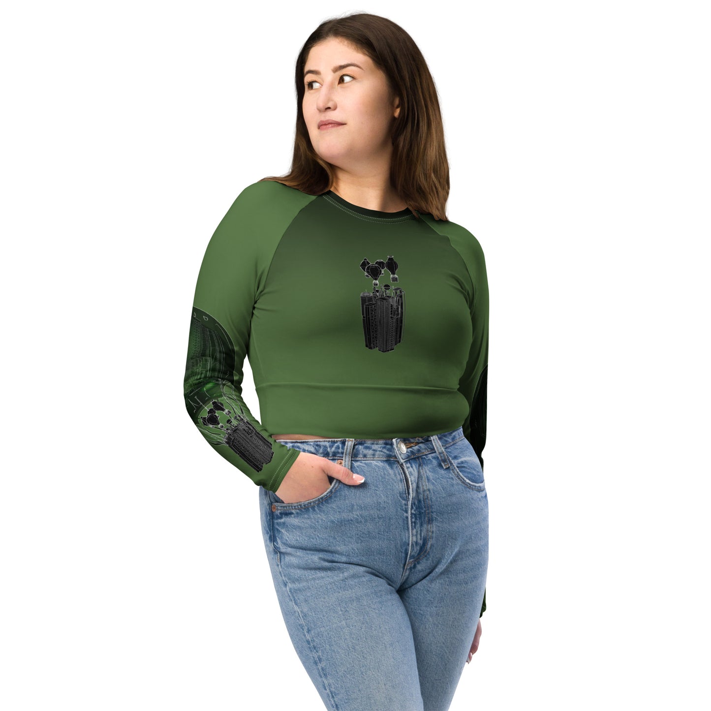 Hot Air Pollution Recycled long-sleeve crop top