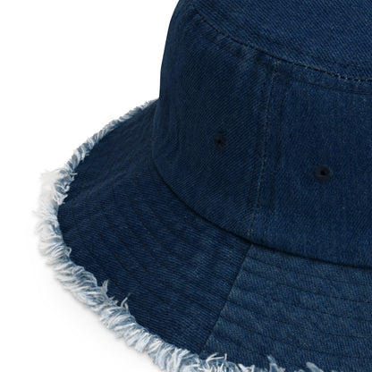 Too Hot For Human Consumption Distressed Denim Bucket Hat