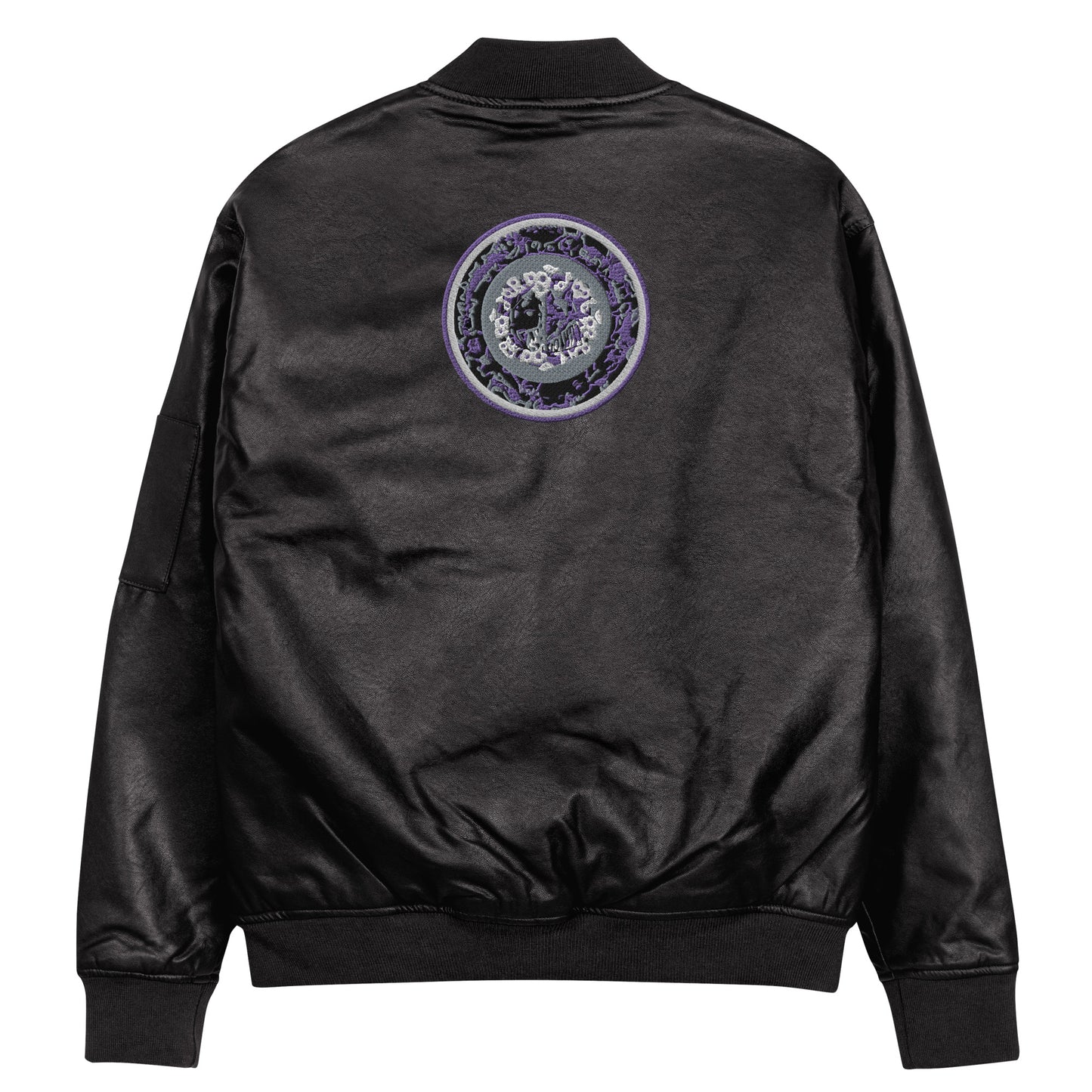 Codawinx Blossom Logo Embroidered Leather Bomber Jacket