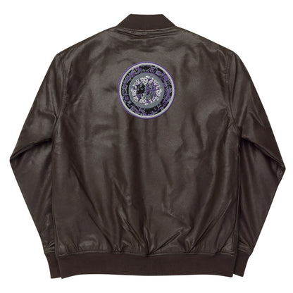 Codawinx Blossom Logo Embroidered Leather Bomber Jacket