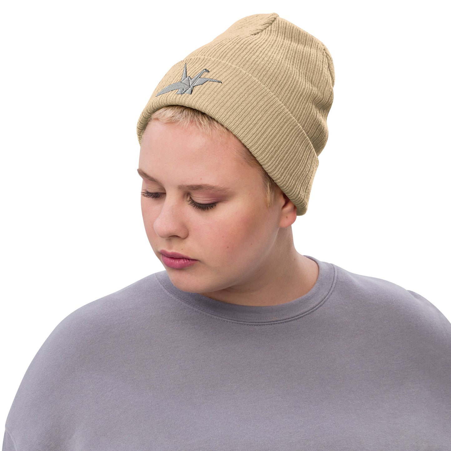 Orizuru Ribbed Knit Beanie