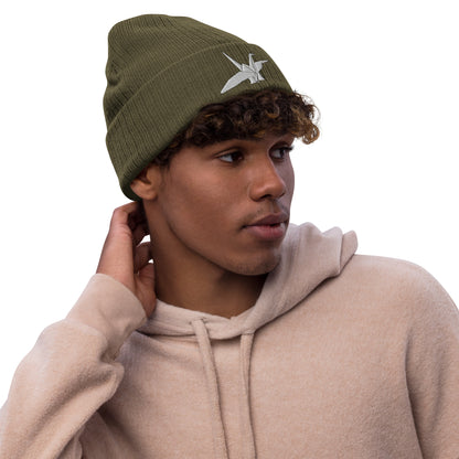 Orizuru Ribbed Knit Beanie