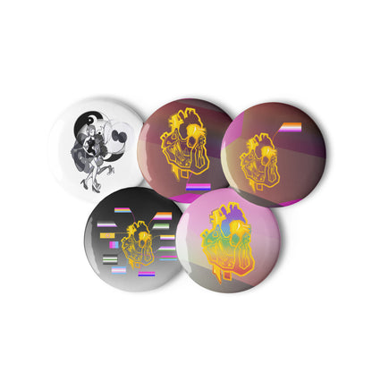 Pride Heart WLW Set of Pin Buttons