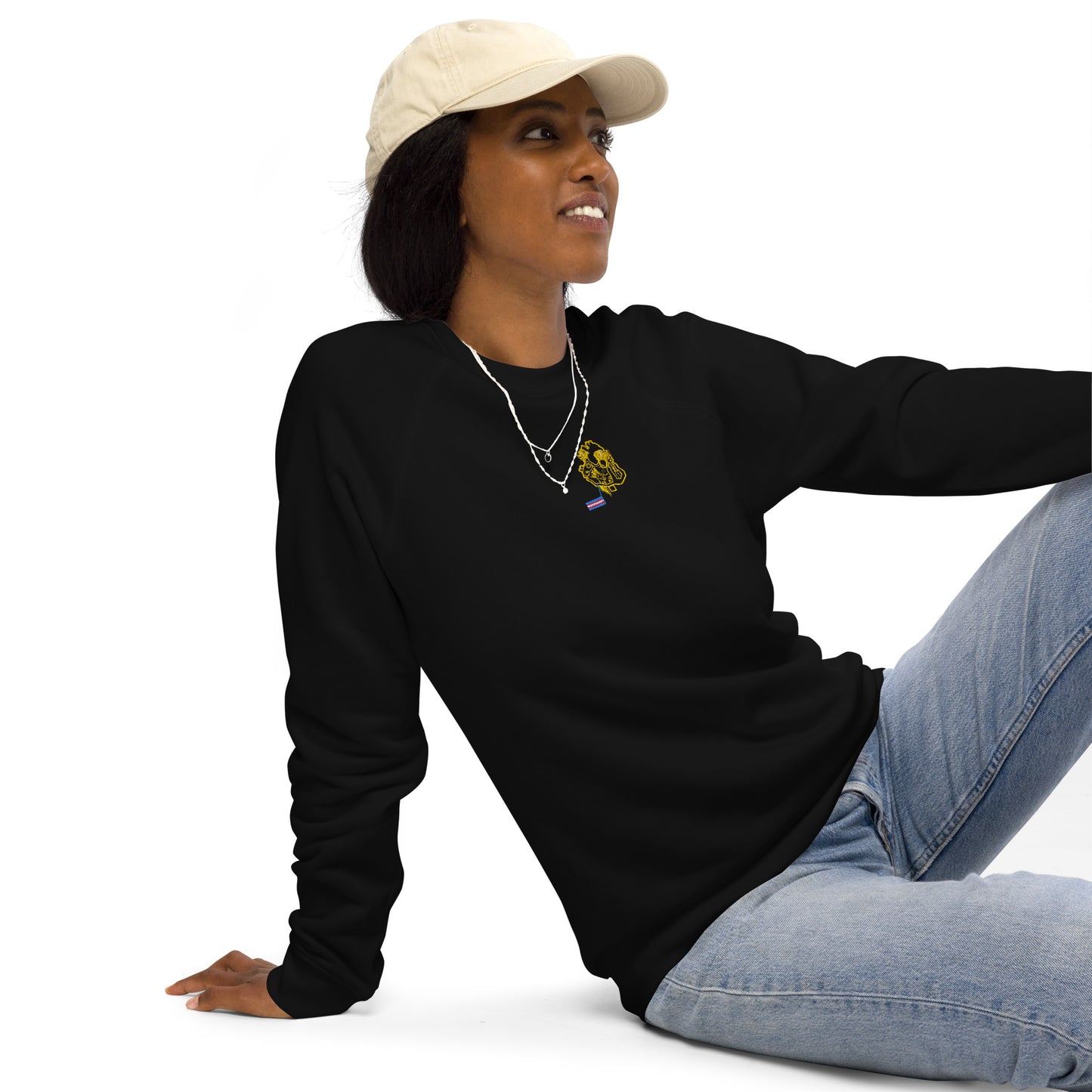 Pride Heart Transgender Unisex Organic Raglan Sweatshirt