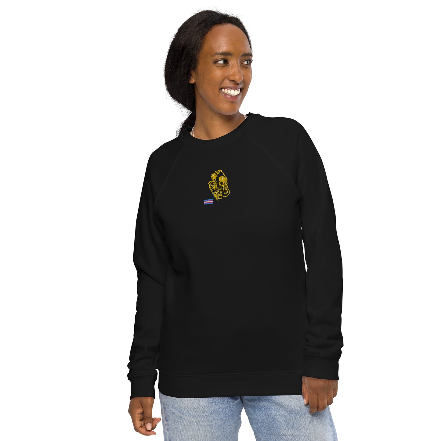 Pride Heart Transgender Unisex Organic Raglan Sweatshirt