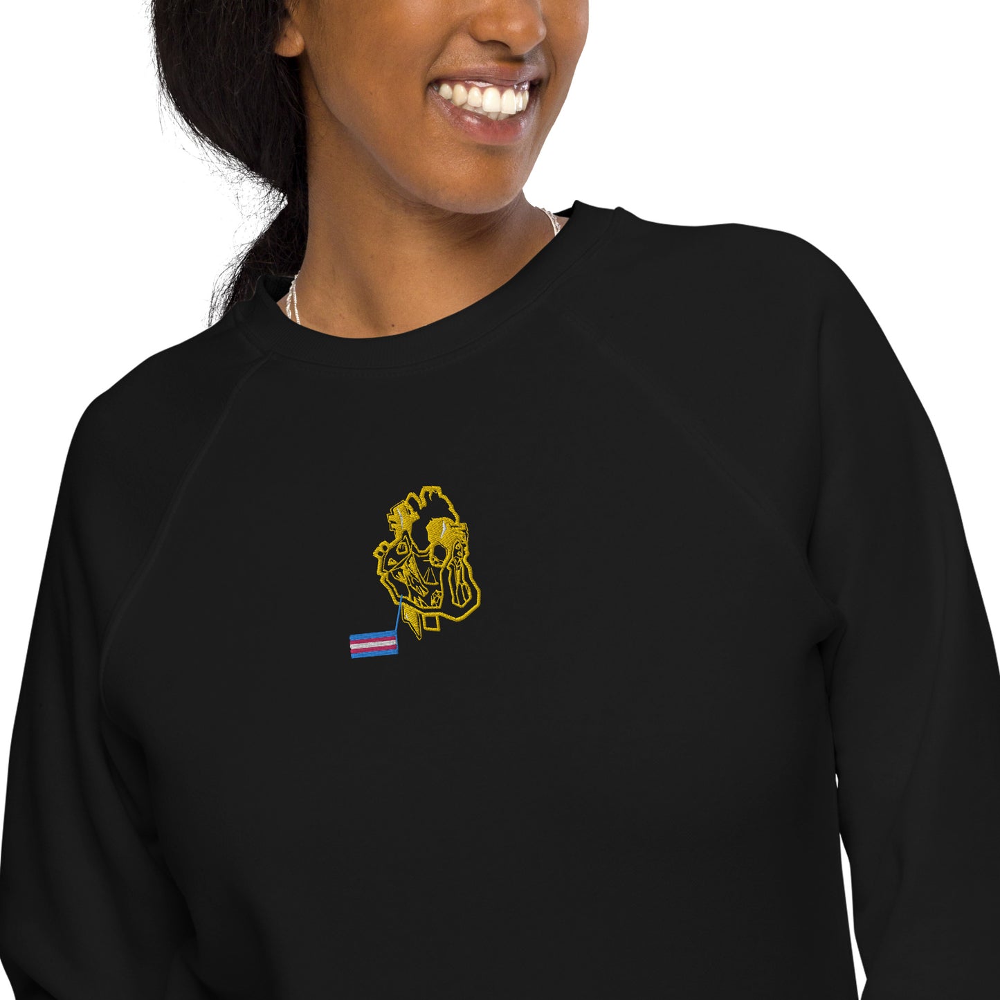 Pride Heart Transgender Unisex Organic Raglan Sweatshirt