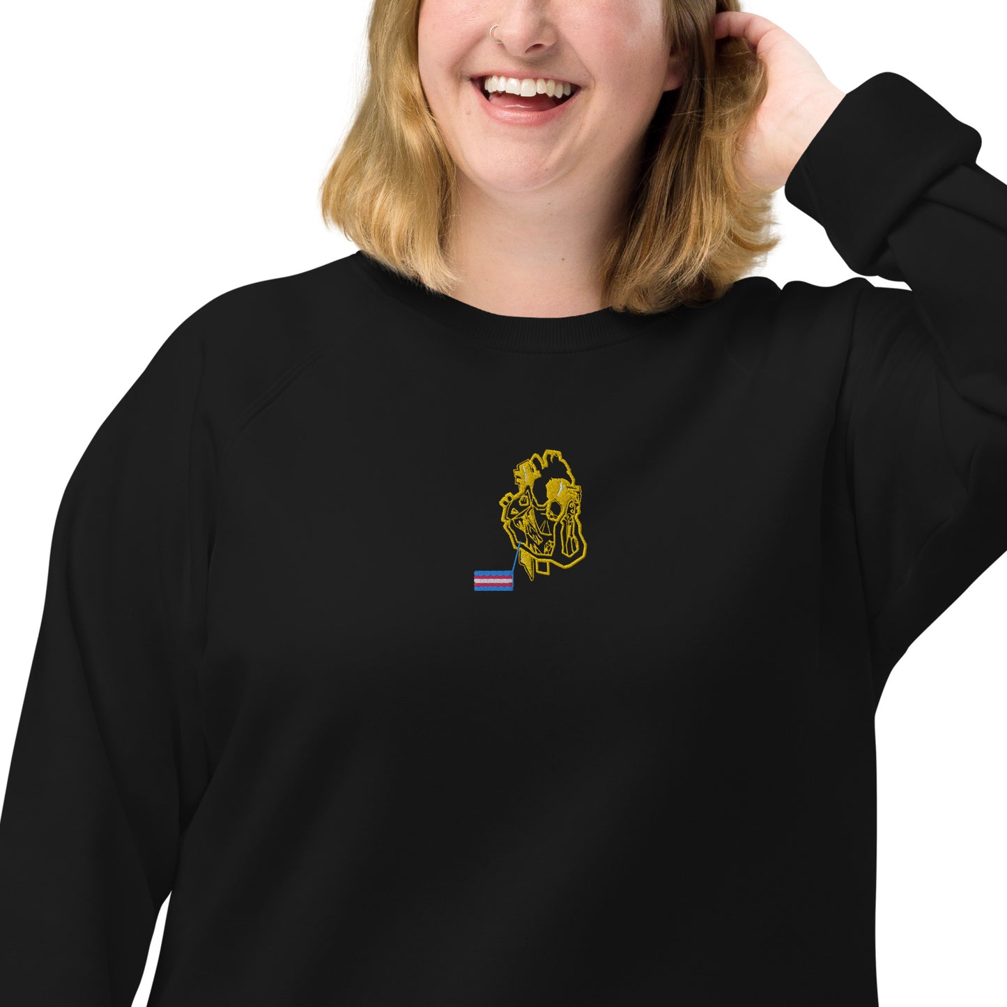 Pride Heart Transgender Unisex Organic Raglan Sweatshirt