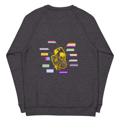 Pride Heart Unisex Organic Raglan Sweatshirt