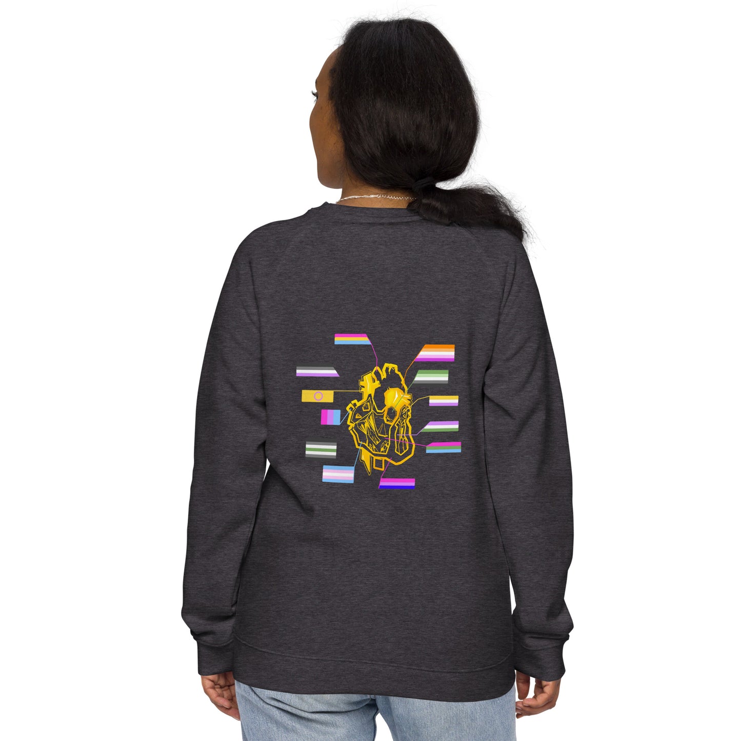 Pride Heart Unisex Organic Raglan Sweatshirt