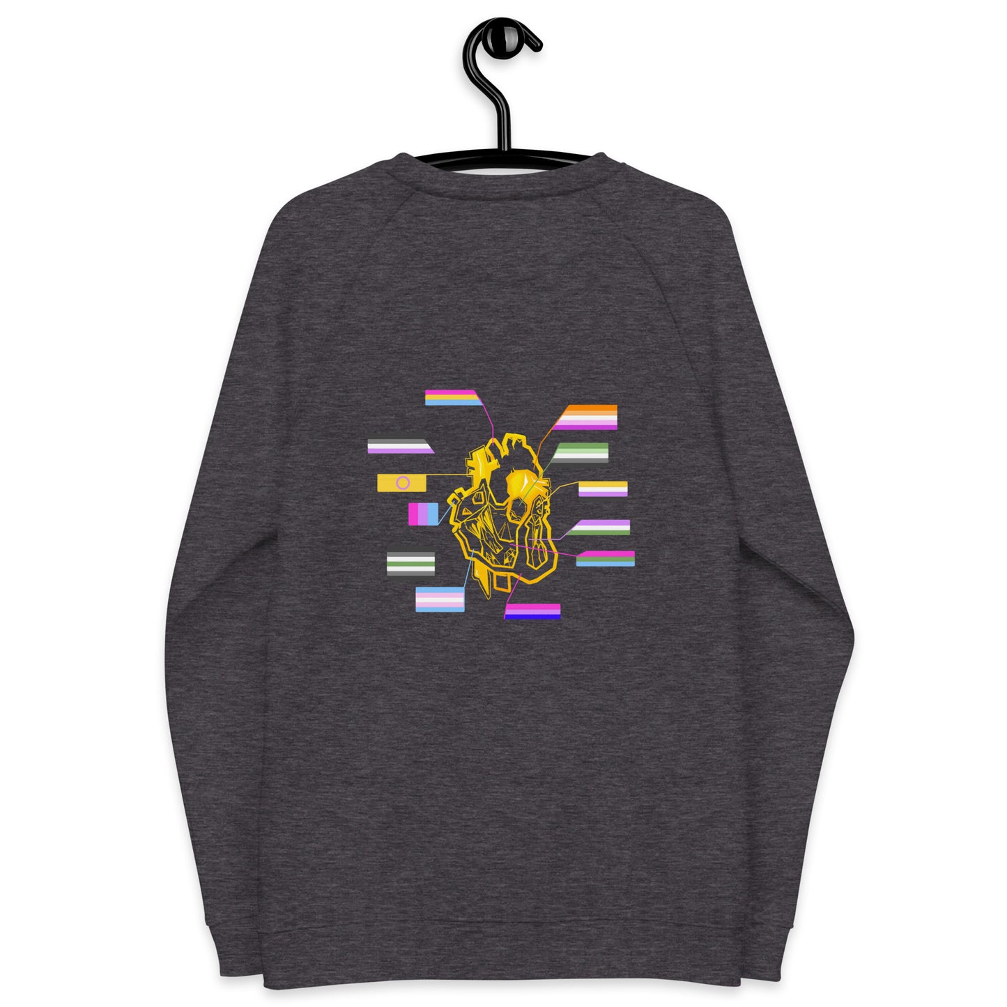 Pride Heart Unisex Organic Raglan Sweatshirt