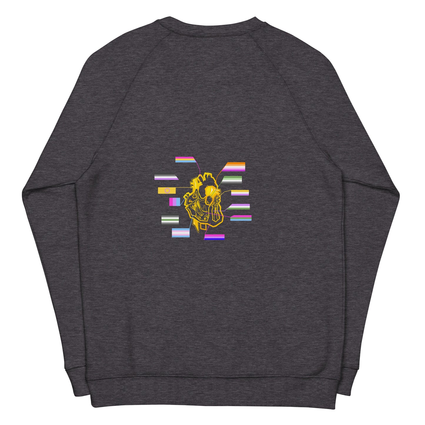 Pride Heart Androgyne Unisex Organic Raglan Sweatshirt