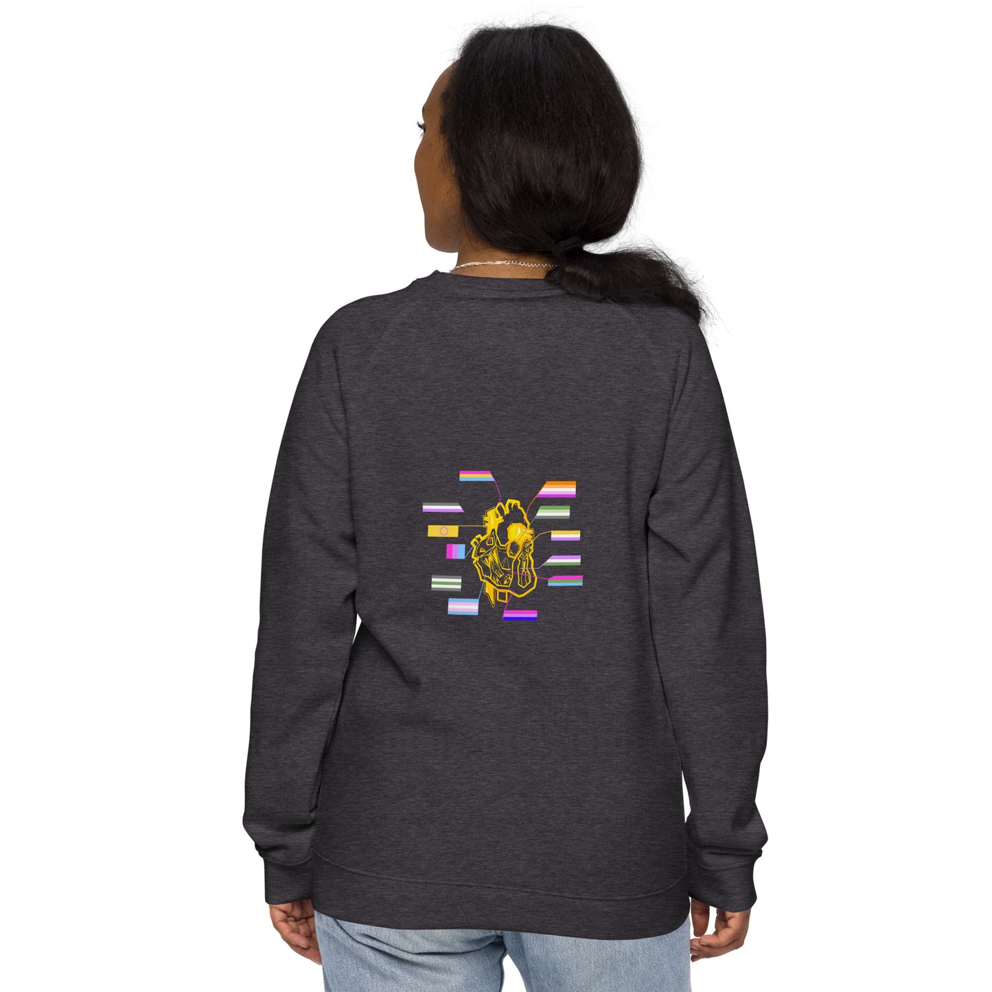 Pride Heart Non-binary Unisex Organic Raglan Sweatshirt