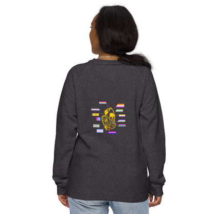 Pride Heart Non-binary Unisex Organic Raglan Sweatshirt