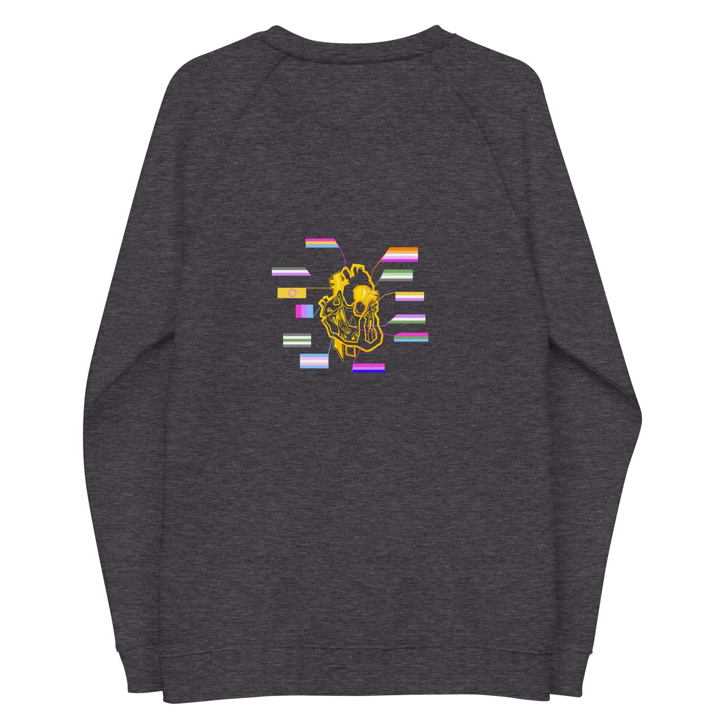 Pride Heart Non-binary Unisex Organic Raglan Sweatshirt