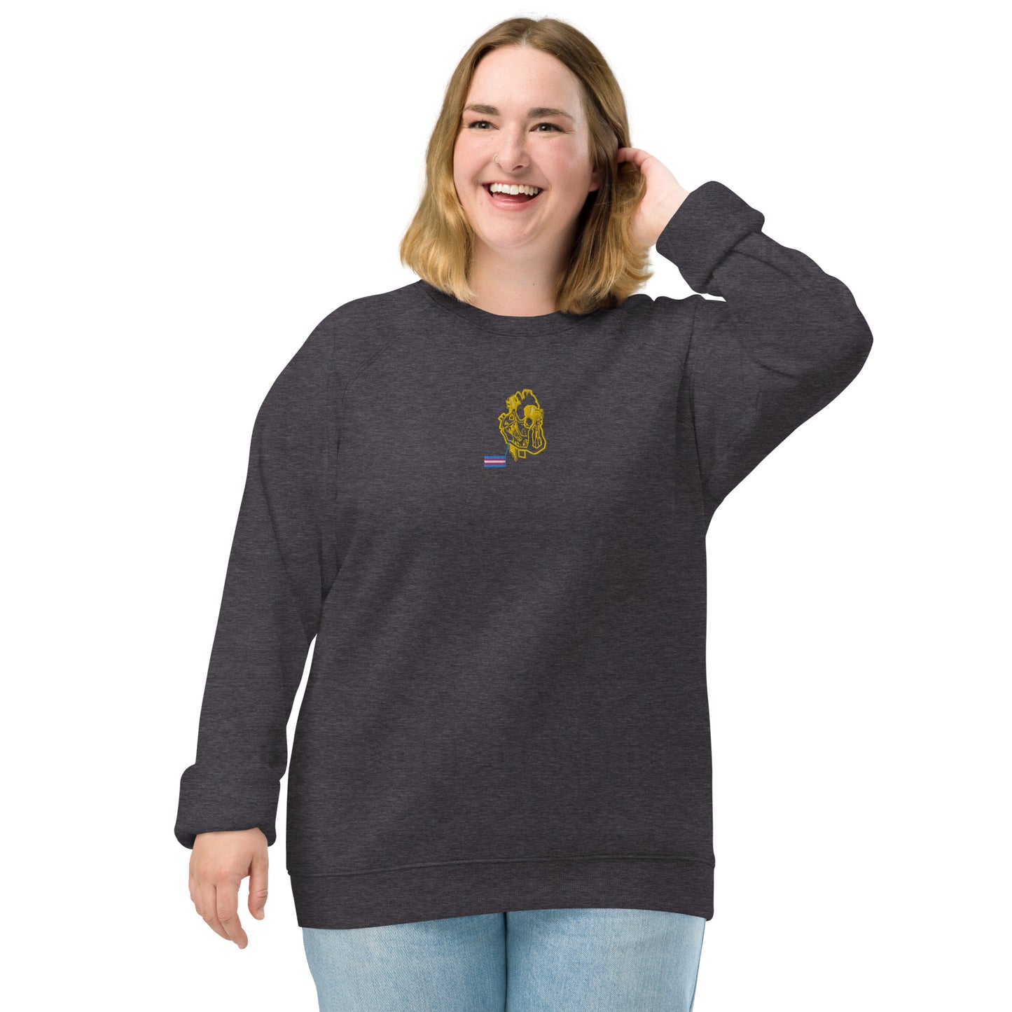 Pride Heart Transgender Unisex Organic Raglan Sweatshirt