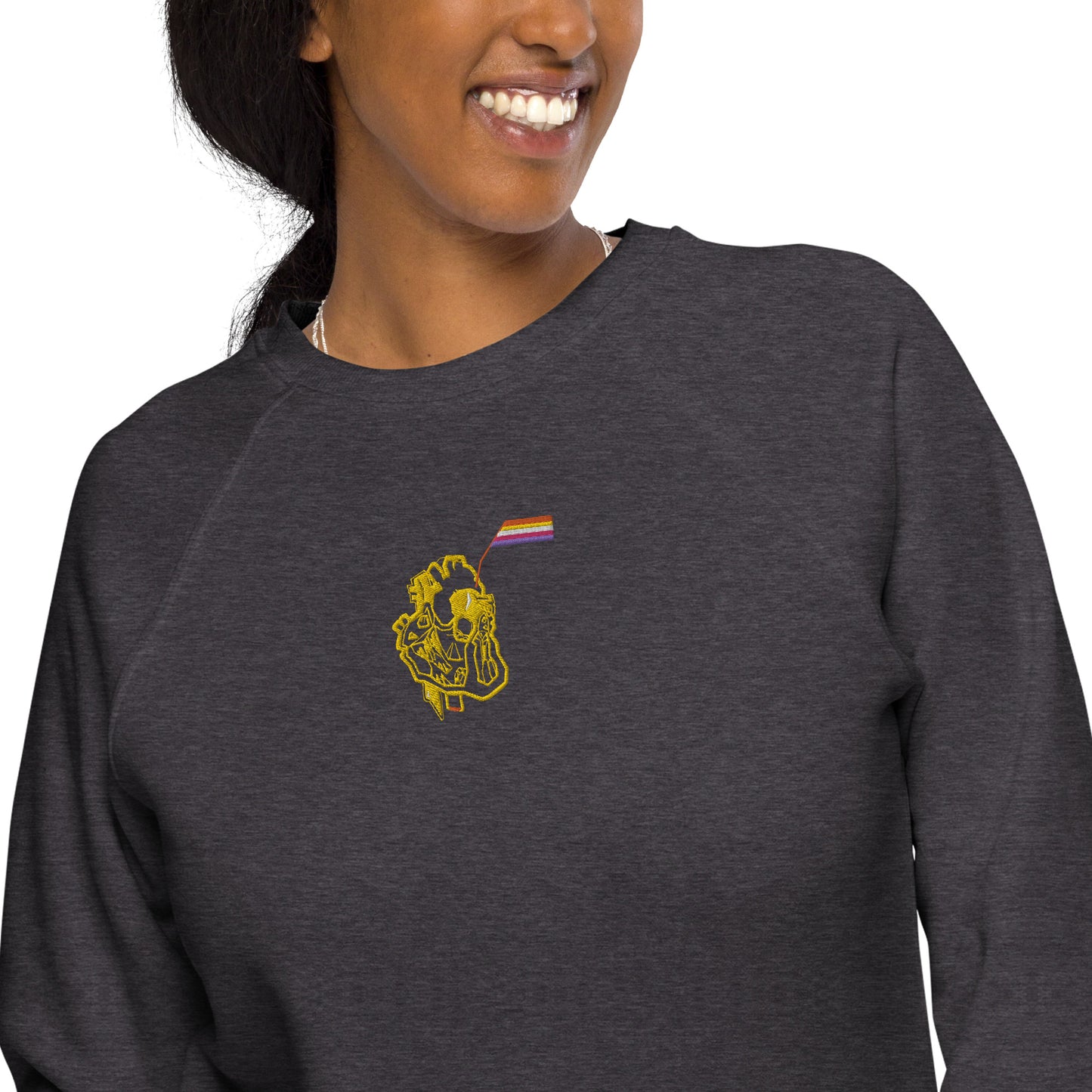 Pride Heart Lesbian Unisex Organic Raglan Sweatshirt