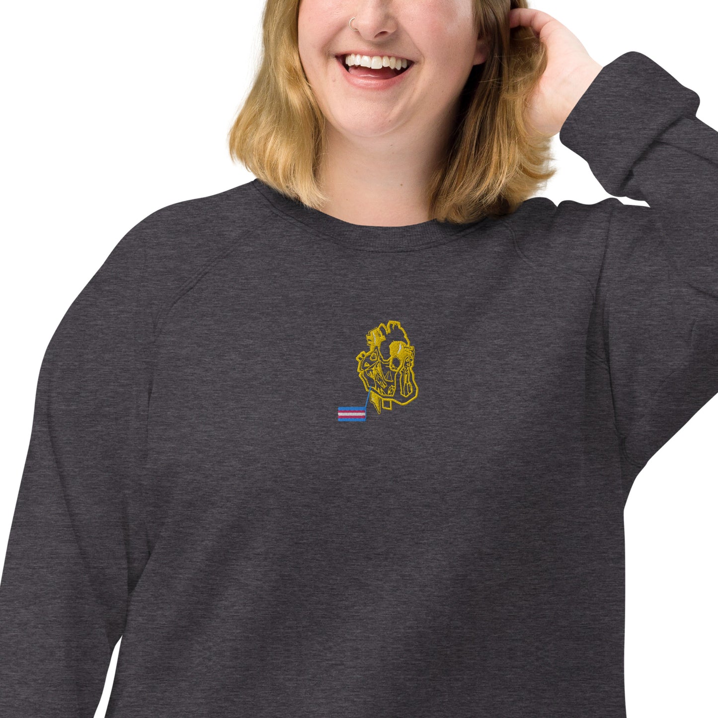 Pride Heart Transgender Unisex Organic Raglan Sweatshirt
