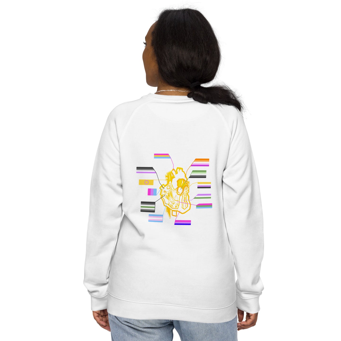 Pride Heart Unisex Organic Raglan Sweatshirt