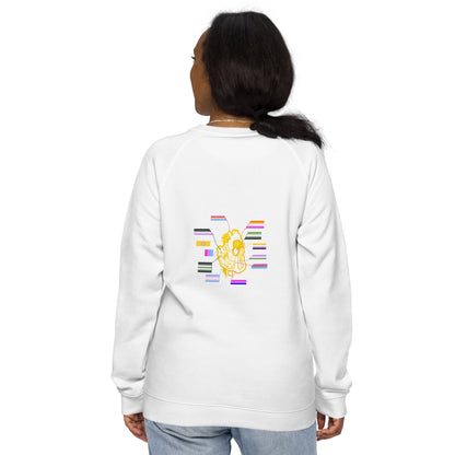 Pride Heart Androgyne Unisex Organic Raglan Sweatshirt