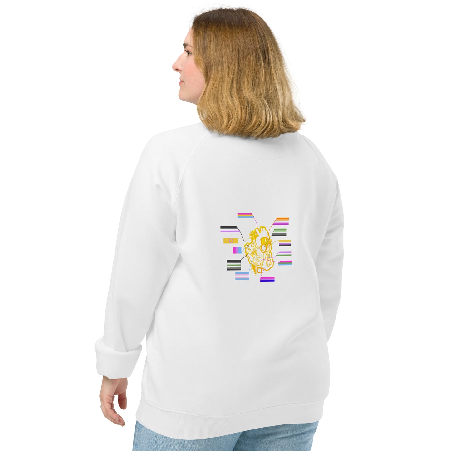 Pride Heart Transgender Unisex Organic Raglan Sweatshirt