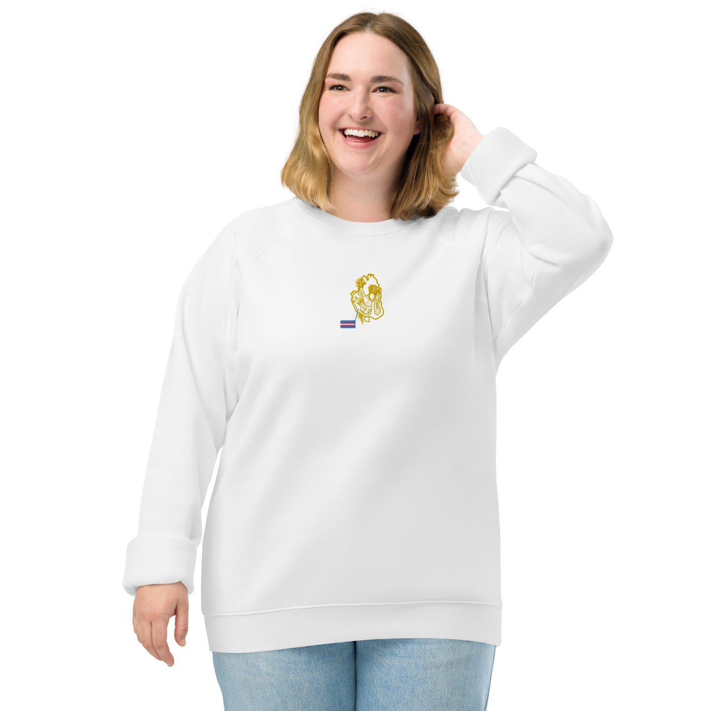 Pride Heart Transgender Unisex Organic Raglan Sweatshirt