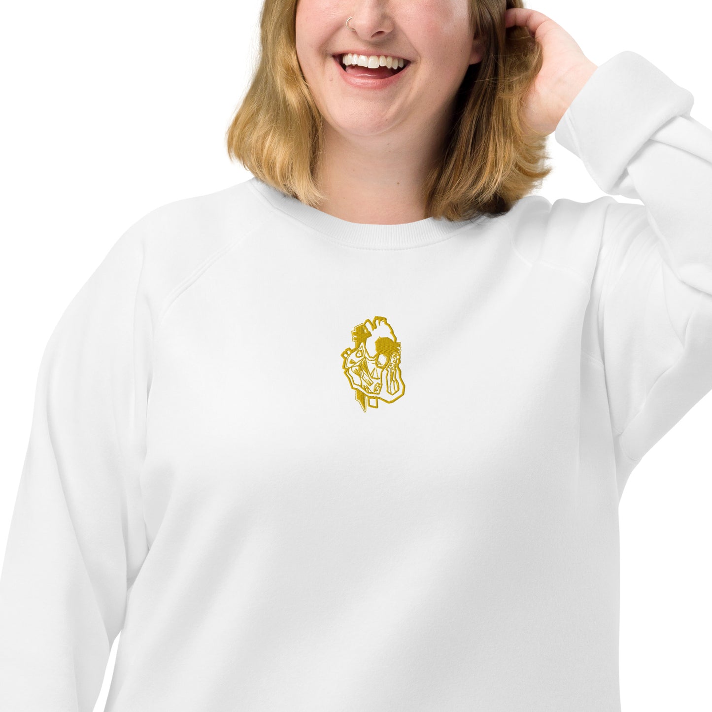 Pride Heart Unisex Organic Raglan Sweatshirt