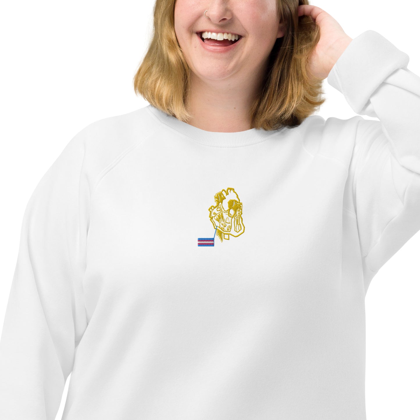 Pride Heart Transgender Unisex Organic Raglan Sweatshirt